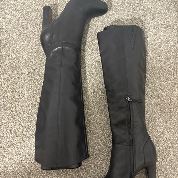 Sam Edelman Serephina Women’s Black Leather Knee High Tall Heeled Boots Size 6 - Picture 4 of 9